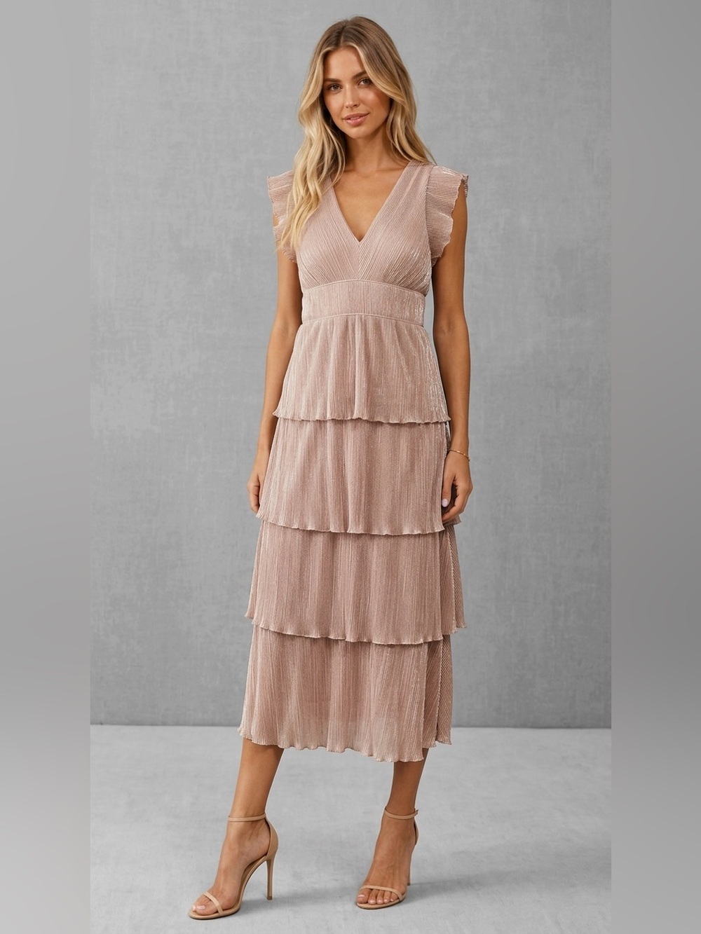 BHLDN Saylor Wallis Deep V Midi Dress Size Small NWT